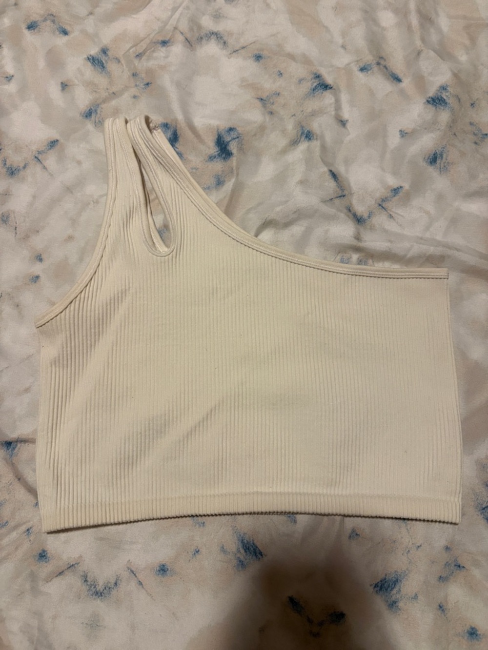 aerie One-Shoulder Ribbed Crop Top - Cream